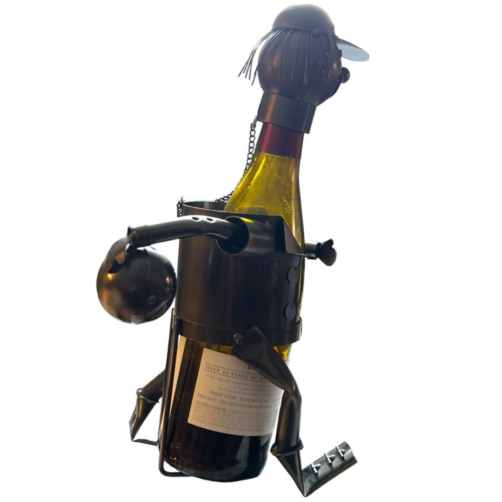 BOWLER Wine Bottle Holder Storage Caddy Recycled Metal Steel Olive Oil Vinegar - Picture 4 of 14